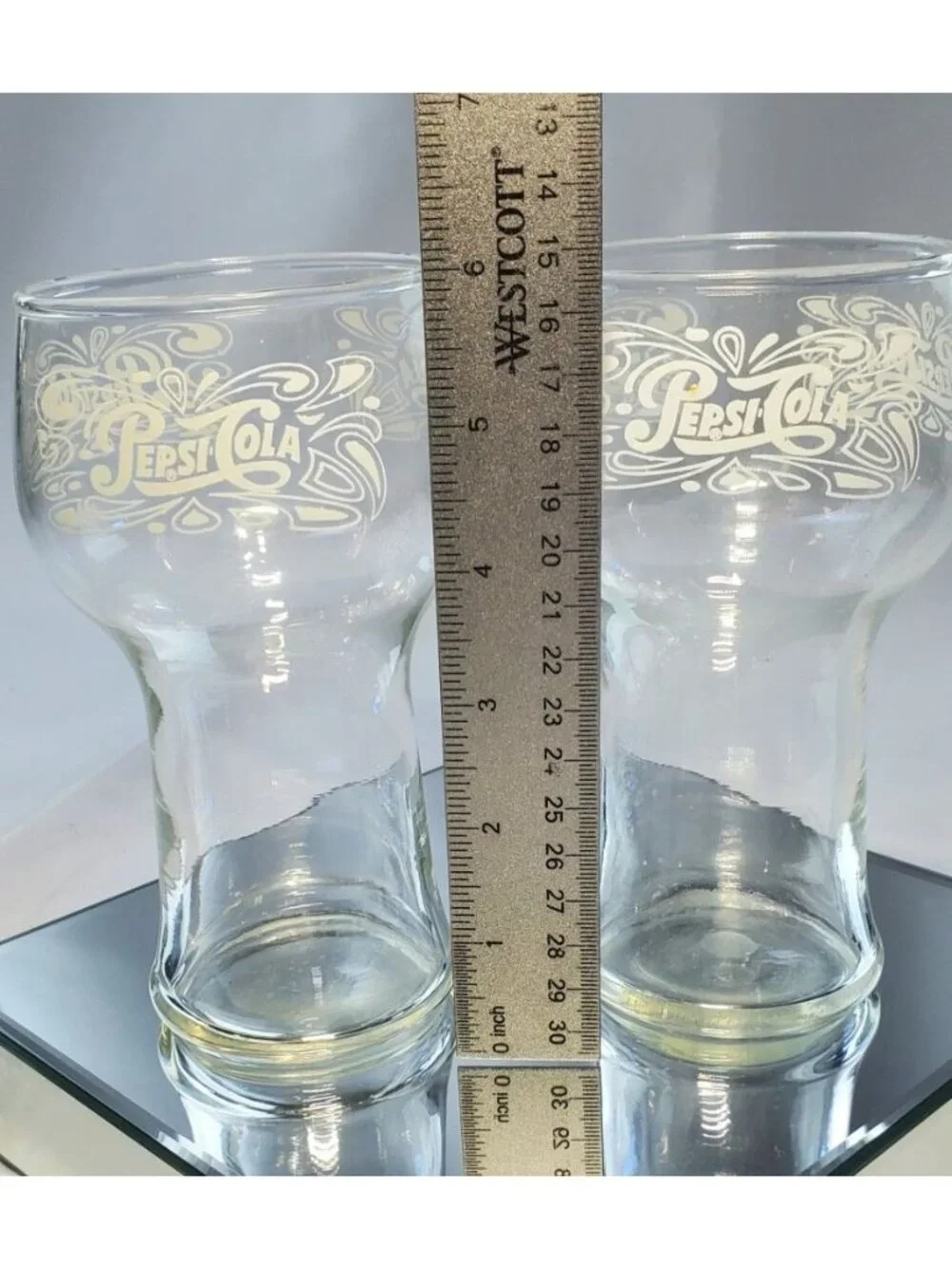 Vintage Pepsi Cola Drinking Glasses Clear Retro16 oz with 1906 Logo - Set of 2